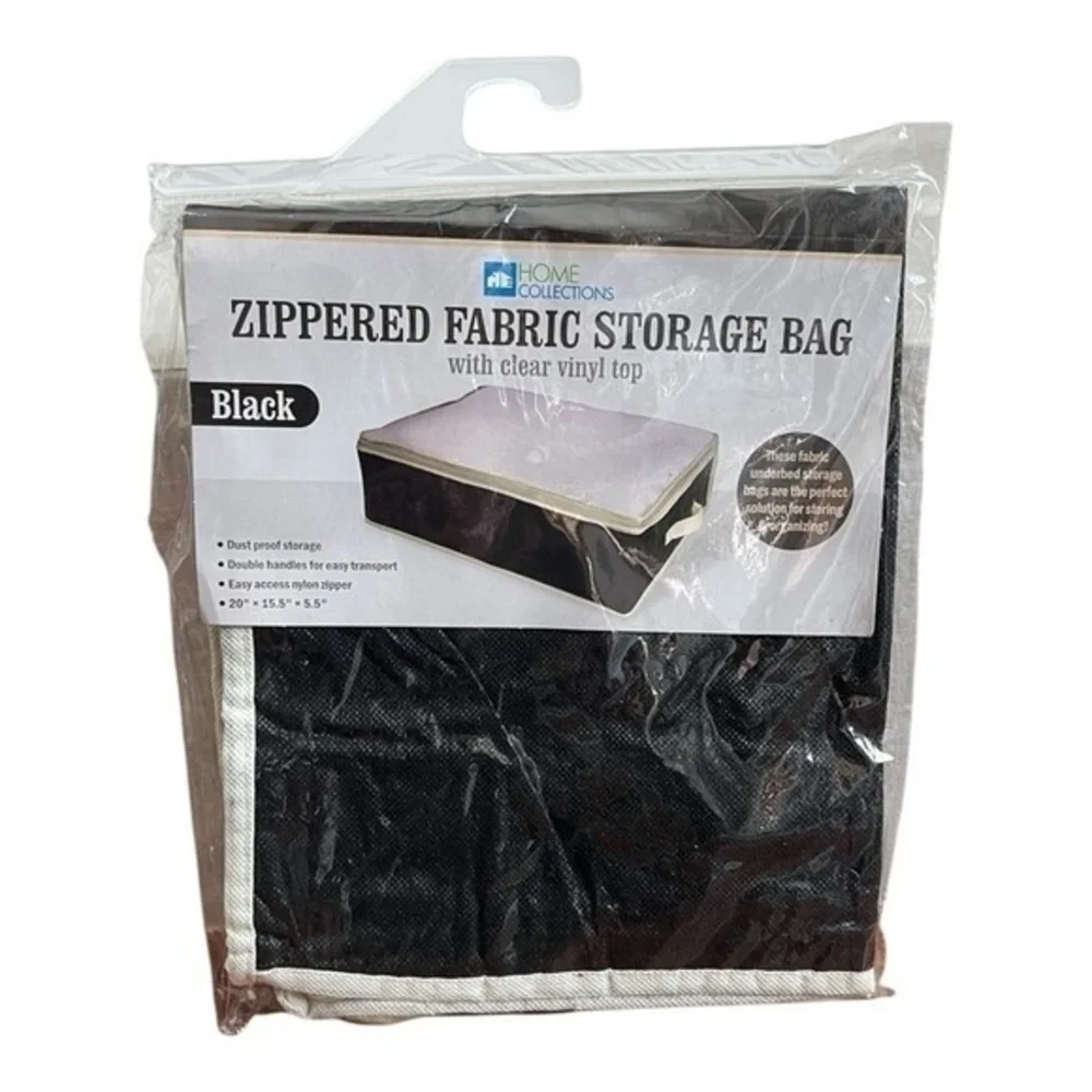 HOME COLLECTIONS Underbed Zippered Fabric Storage Bag Black 20